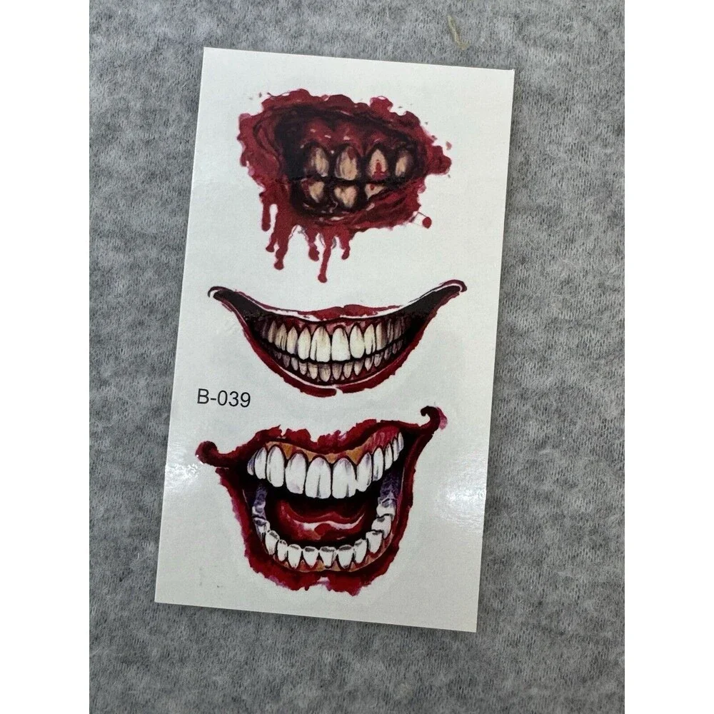 10 Sheet Halloween Temporary Tattoo Stickers Fake Blood Wound Scar Costume Props